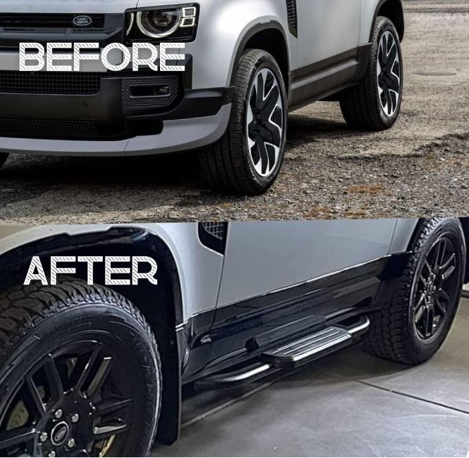 New Land Rover Defender 90 Fixed Side Step - Black Edge - Image 2